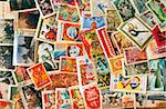 Pile of used post stamps from Soviet Union - Lenin, astronauts, revolution, sociaslism, etc...