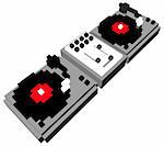 Cartoon style double turntable in 3D pixels