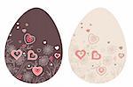 Two pretty spring easter eggs with hearts
