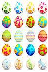 illustration of set of colorful decorated easter eggs on isolated background