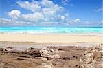 Caribbean tropical beach from weathered limestone on sea
