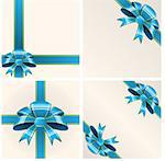 Set of a gift striped ribbons with blue bows