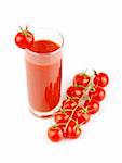 Fresh tomatoes and a glass full of tomato juice