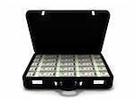 3D rendering of a briefcase full of cash