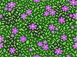 violet flower and green leaf at seamless pattern background on dark green backdrop