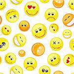 Round smiles of different mood seamless pattern
