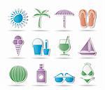 Summer, Holiday and beach objects - Vector Illustration