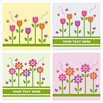 set of 4  cute spring backgrounds