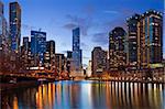 Image of Chicago downtown district at twilight.