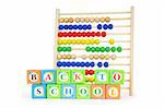 Alphabet blocks and abacus isolated on white