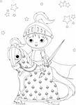 The brave knight on his faithful horse coloring page
