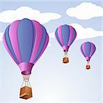 illustration of parachute in sky on abstract background