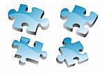 3D blue puzzles, vector illustration