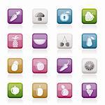 Different kinds of fruits and Vegetable icons - vector icon set