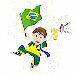 Vector - Brazil Sport Fan with Flag and Horn