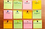 Calendar made by posst it with copy space