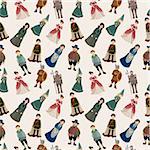 seamless Medieval people pattern