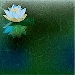 abstract floral illustration with blue lotus on green