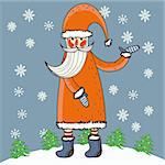 Cartoon Santa in funny style