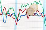 Business diagram on financial report with coins