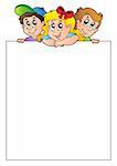 Blank frame with lurking children - vector illustration.