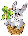 Easter bunny in basket - vector illustration.