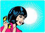 Angry Woman On Phone Retro Clip Art Comics Book style banner