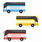 illustration of set of colorful bus on white background