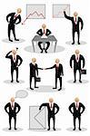 illustration of collection of business man doing different business activities