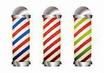 Different stripe barbers poles with silver elements