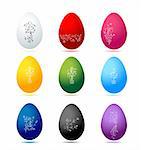 Easter eggs colorful with floral ornament for your design