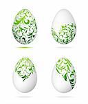 Easter eggs white with floral ornament for your design