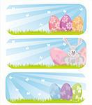 set of 3  colorful easter banners