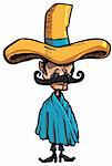 Cartoon Mexican wearing a huge sombrero isolated one white
