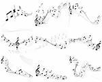 Vector musical note staff background set for design use