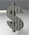 It's a render of 3D Dollar with high resolution. Textured with 100 dollars banknote on grey background.