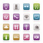 woman and female Accessories icons - vector illustration