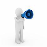3d human megaphone white blue loud voice talk