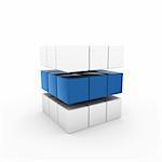 3d business cube blue isolated white success teamwork