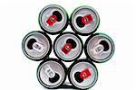 open beer cans on a white background