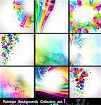 Rainbow Backgrounds Collection - 9 Flyer or brochures with colorful abstract motive - Set 1