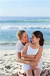 Adorable girl with her mother