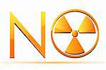 illustration of glossy no with nuclear sign on white background