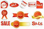 illustration of collection of different sale tags on isolated background