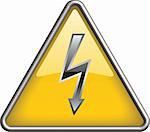 High voltage symbol / icon in yellow 3D triangle
