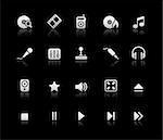 Vector icons reflected in black background. -eps 8-