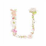 Spring floral font, Letter U