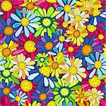 Floral seamless colorful vivid pattern with flowers (vector)