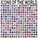 icons of the world against white background, abstract vector art illustration