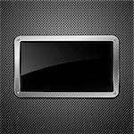Glossy black plate on a metallic background. Eps10